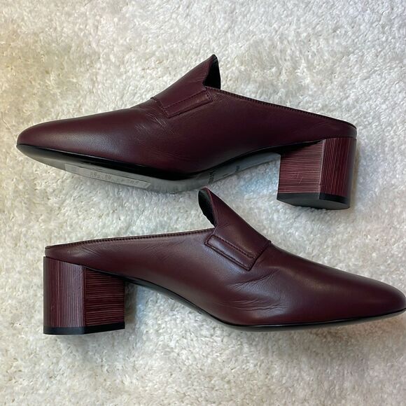 Pierre Hardy Burgundy Leather Block Heels Mules Womens Sz 7.5 - Picture 6 of 11